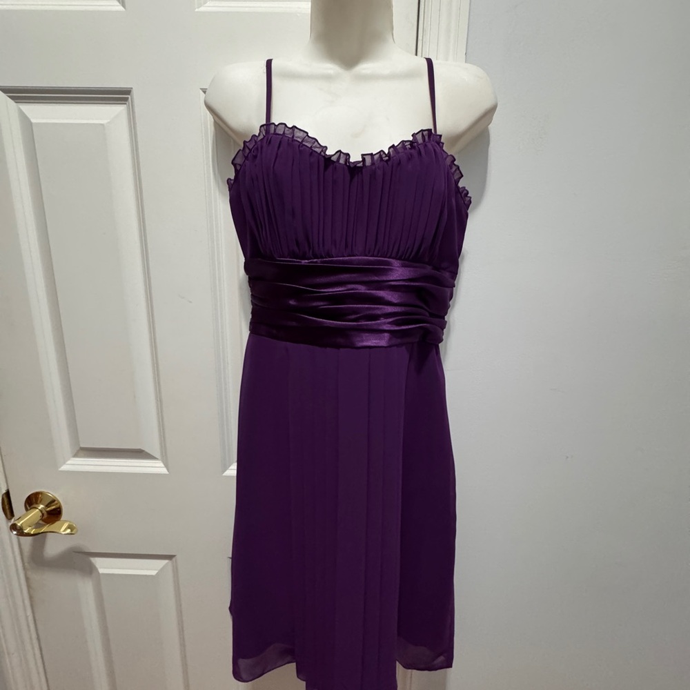 Democracy Purple Ruched Spaghetti Strap Mini Dress - Picture 1 of 7
